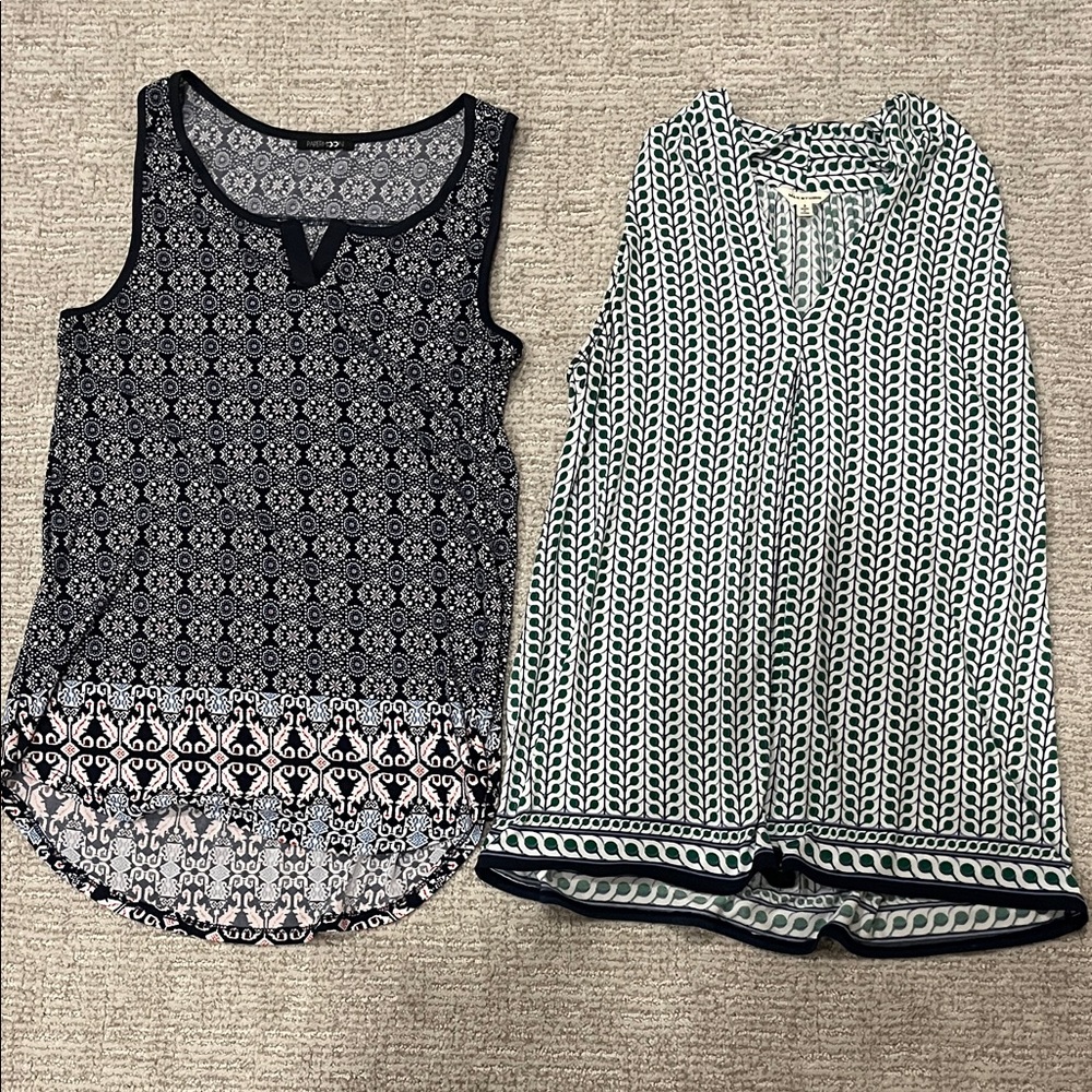 Set of Two Patterned Sleeveless Tops from Papermoon and Max Studio